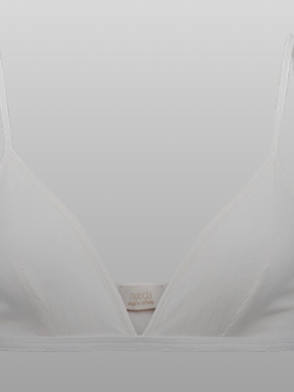 NUUDS |  White Ribbed Triangle Bralette with Adjustable Straps - Picture 6 of 9